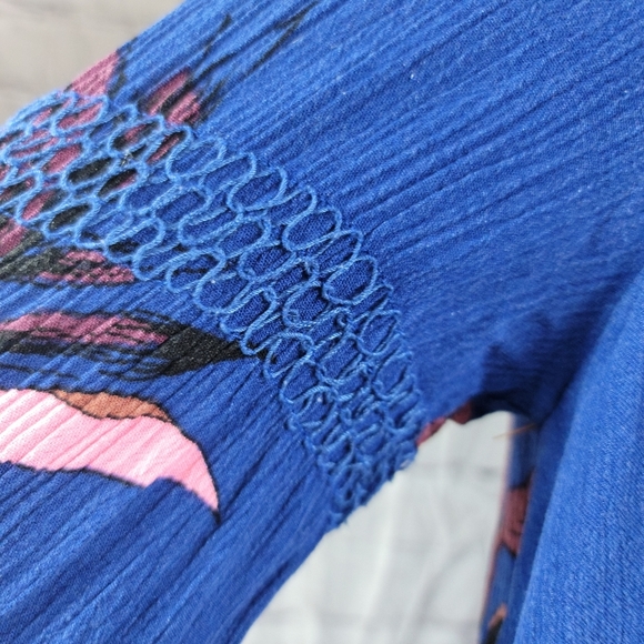 FREE PEOPLE ELECTRIC ORCHARD BLUE BOHEMIAN VIBES LONG SLEEVE MINI TUNIC DRESS - Picture 13 of 16